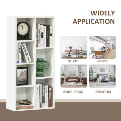 HOMCOM Seven-Cube Bookcase - White Wood Effect 