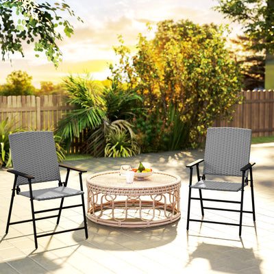 Outsunny Set of Two Folding Rattan Seat Chairs - Grey 