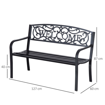 Outsunny 126Lx60Wx85H cm Steel Bench-Black 