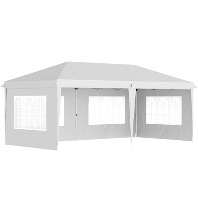 Outsunny 3 x 6m Pop Up Gazebo, Height Adjustable Marquee Party Tent with Sidewalls and Storage Bag, White 