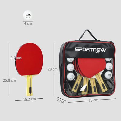 SPORTNOW Portable Table Tennis Set with Four Rackets, Eight Balls, Storage Case 