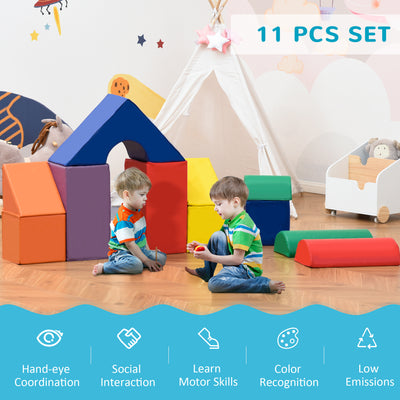 HOMCOM 11-Piece Soft Play Set Kids Foam Blocks, Toys for Climb and Crawl, Multicoloured 