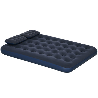 Outsunny Inflatable King Size Air Bed, with Built-In Hand Pump - Blue 