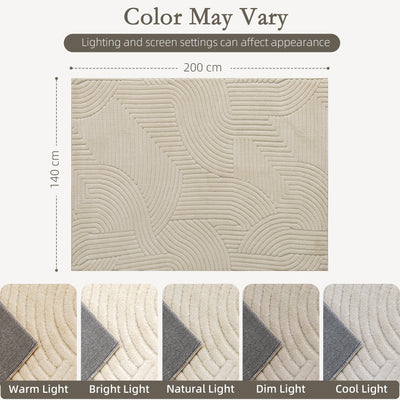 HOMCOM Modern Geometric Rug, Thick Plush, Non-Slip, 200 x 140 cm – Cream, Living Room/Bedroom/Office 