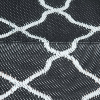 Outsunny Reversible Outdoor Rug, Plastic Straw Mat w/ Carry Bag Ground Stakes for Garden RV Picnic Beach Camping 182x274cm Black 