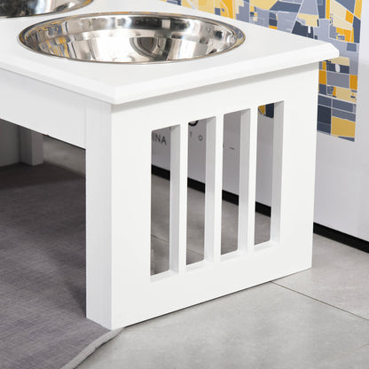 PawHut Raised Dog Feeding Bowls with Stand, Stainless Steel for  Extra Small and Small Dog, 44L x 24W x 15H cm - White 
