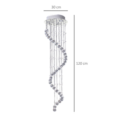 HOMCOM Modern Crystal Chandelier Ceiling Light Pendant Lamp Chrome Finish Glass Droplets New, Ф30 x 120cm 