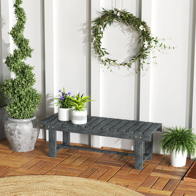 Outsunny 2-Seater Garden Wooden Bench, Grey 
