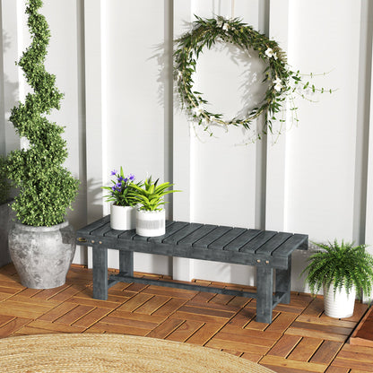 Outsunny 2-Seater Garden Wooden Bench, Grey 