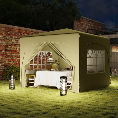 Outsunny 3 x 3m Pop-Up Gazebo Shelter, with Accessories - Sand 