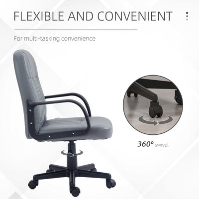 HOMCOM Swivel Executive Office Chair PU Leather Computer Desk Chair Office Furniture Gaming Seater - Grey 
