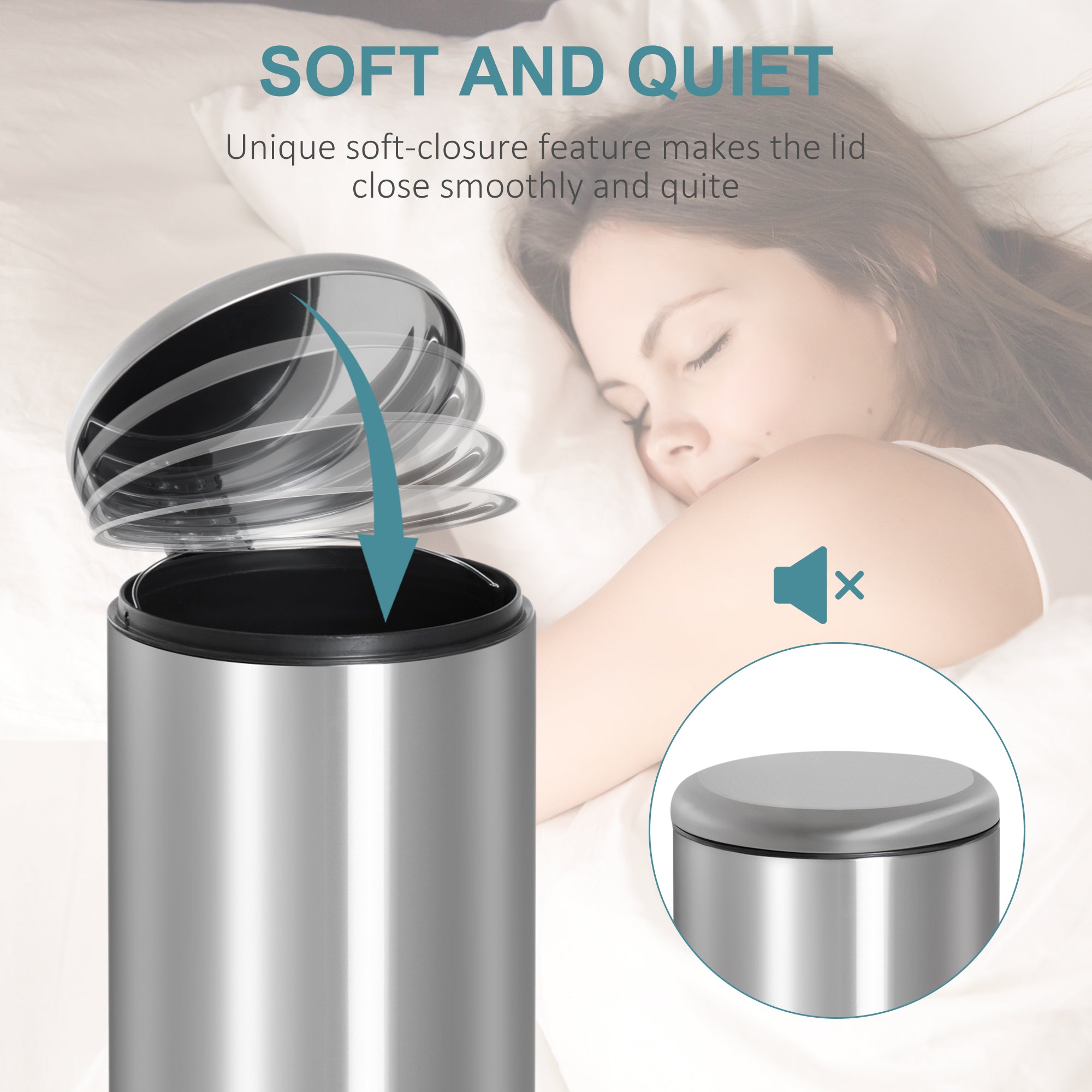 HOMCOM Foot Pedal Bin Stainless Steel Metal Waste Rubbish Lid Kitchen Garbage 30L Silver 