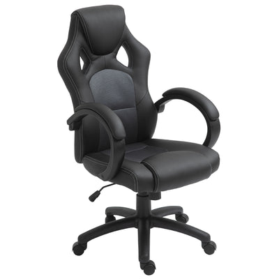 Vinsetto High-Back Office Chair Faux Leather Swivel Computer Desk Chair for Home Office with Wheels Armrests Black 