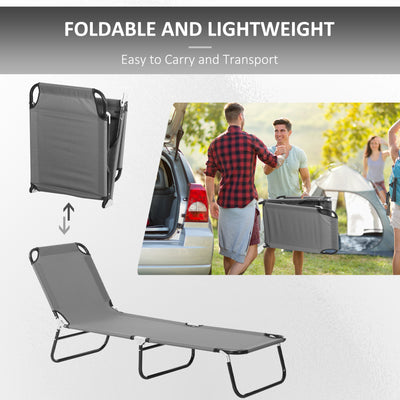 Outsunny Garden Sun Lounger, with Five-Position Back - Grey 