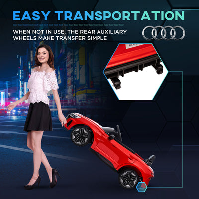 HOMCOM Audi Licensed 12V Kids Electric Ride-On, with Remote Control, Suspension System, Lights, Music, Motor - Red 