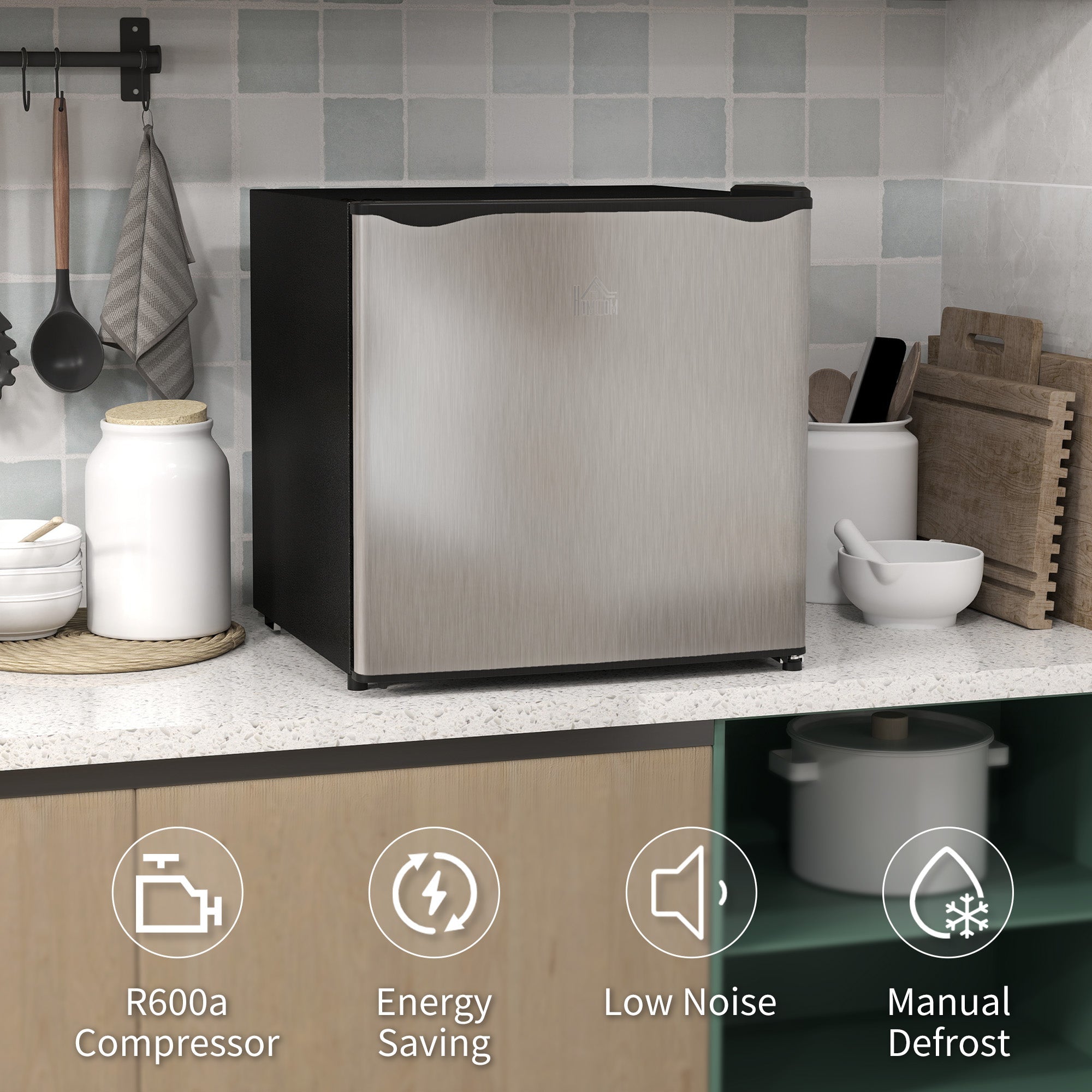 HOMCOM 35L Mini Freezer, -24℃ to -14℃ Temperature - Silver Tone 