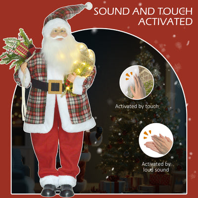 HOMCOM 4'3" Animated Santa Claus Figure, with Sound and Lights - Red/Green 