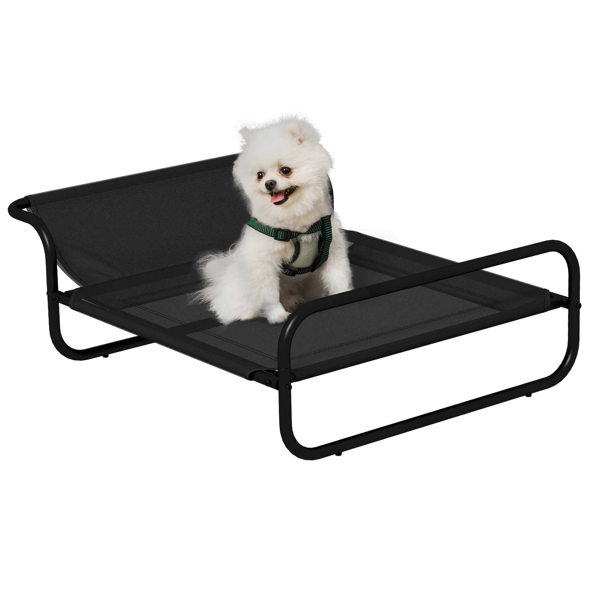 PawHut Raised Pet Bed with Slope Headrest, Washable Breathable Mesh, Foot Pads, for Small Dogs, 80 x 59 x 26cm 