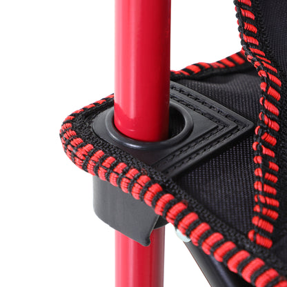 Outsunny Folding Fishing Camping Chair Portable Picnic Armchair Director Seat Oxford Metal Frame with Cup Holder, Phone Pocket - Red 