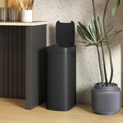 HOMCOM 50L Sensor Bin, Automatic Kitchen Bin, Manual Override, Battery Operated, Inner-Bucket-Free, for Kitchen, Bedroom, Black