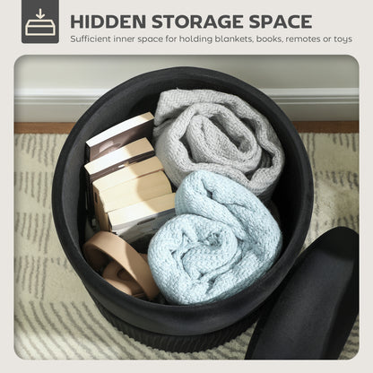 HOMCOM Velvet-Feel Storage Ottoman - Black