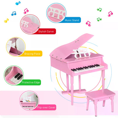 HOMCOM 30 Keys Mini Kids Piano for Child with Music Stand and Bench Best Gifts Toy 