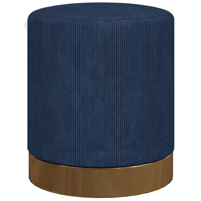 HOMCOM Soft Padded Corduroy Footstool - Dark Blue 