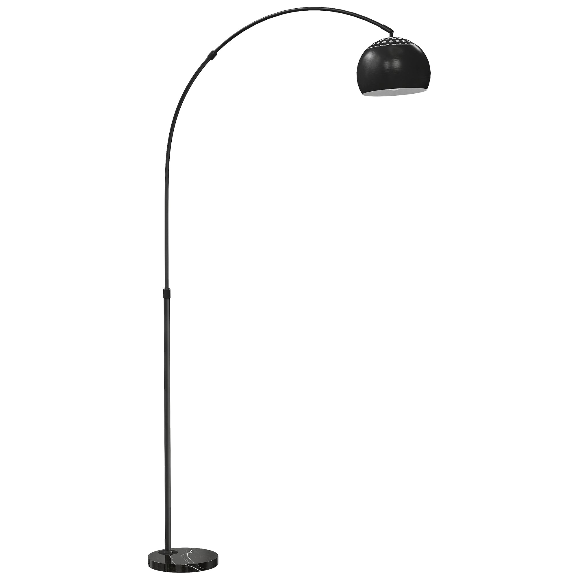 HOMCOM Arc Floor Lamp for Living Room, Modern Adjustable Standing Lamp with Faux Black Marble Base Black 