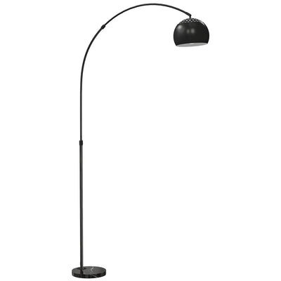 HOMCOM Arc Floor Lamp for Living Room, Modern Adjustable Standing Lamp with Faux Black Marble Base Black 