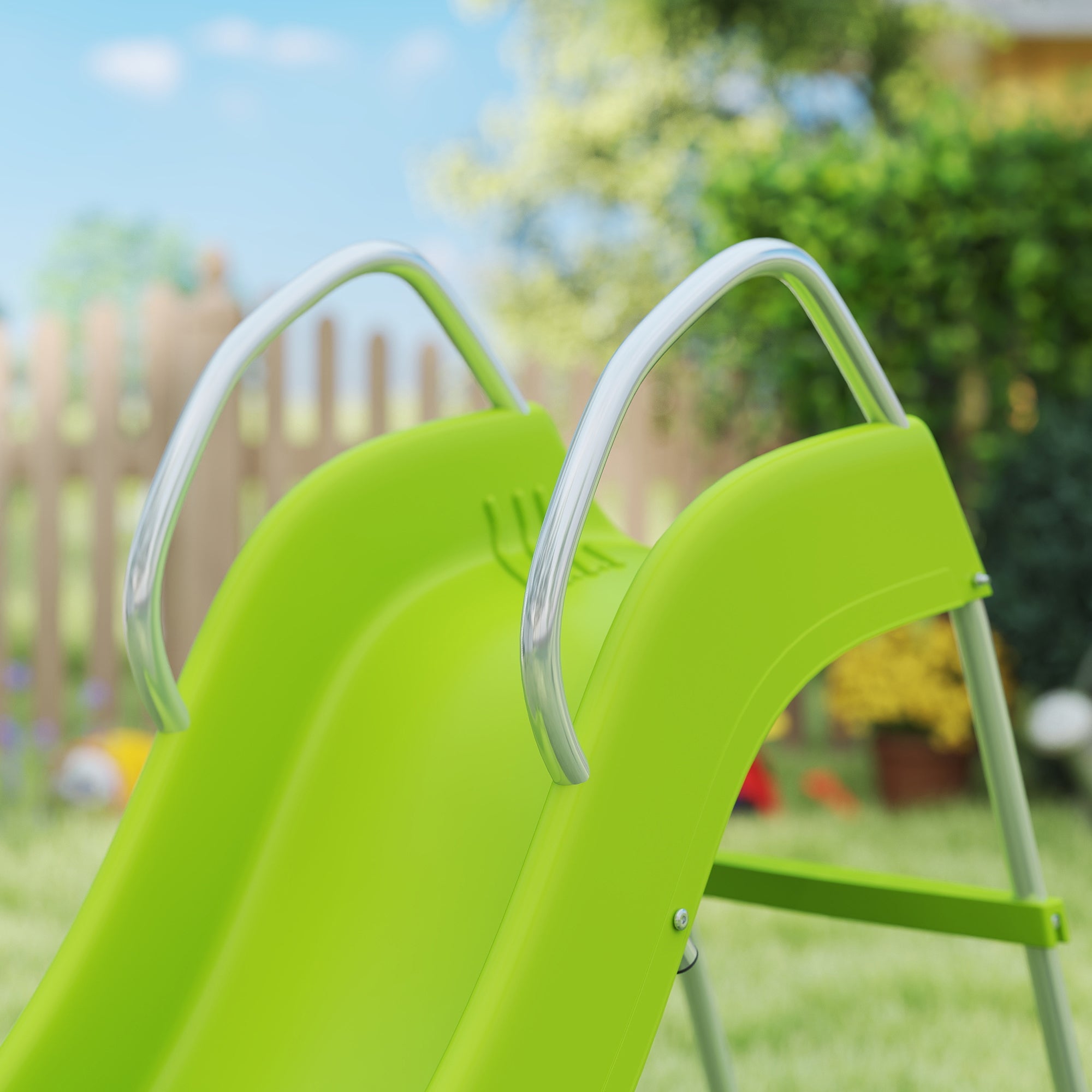 AIYAPLAY Freestanding Kids Slide with Climbing Ladder, Outdoor Playground Equipment for Children Ages 3-8 Years, Green 