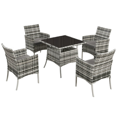 Outsunny Five-Pieces Rattan Dining Set - Mixed Grey 