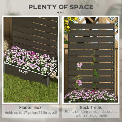 Outsunny Raised Bed for Garden, Planter with Trellis for Climbing Plants, Vines, Planter Box with Drainage Gap, Black 