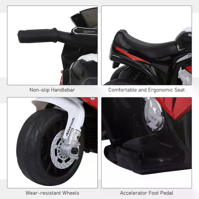 HOMCOM Electric Motorbike for Kids Ride on BMW Motorbike W/Headlights and Music, 6 V-Red 