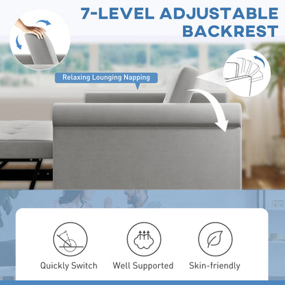 HOMCOM Two-Seater Velvet-Feel Sofa Bed - Grey