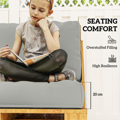 Outsunny 2 Seater Pallet Furniture Cushions Pallet Cushions, UPF20+ 220gsm Fabric, 20 cm Thick Outdoor Seat Pads, Light Grey 