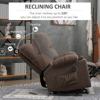 HOMCOM Electric Riser and Recliner Chair for Elderly, Power Lift Recliner Chair with Remote Control, Dark Brown 
