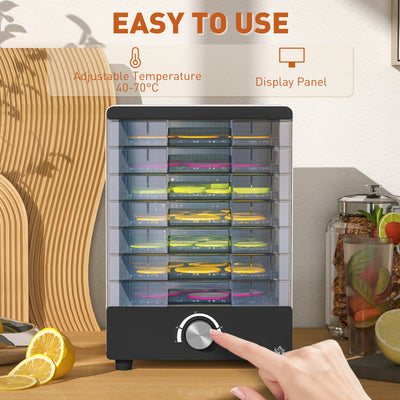 HOMCOM Seven Tray, 40-70\'c2\'b0C Food Dehydrator - White 