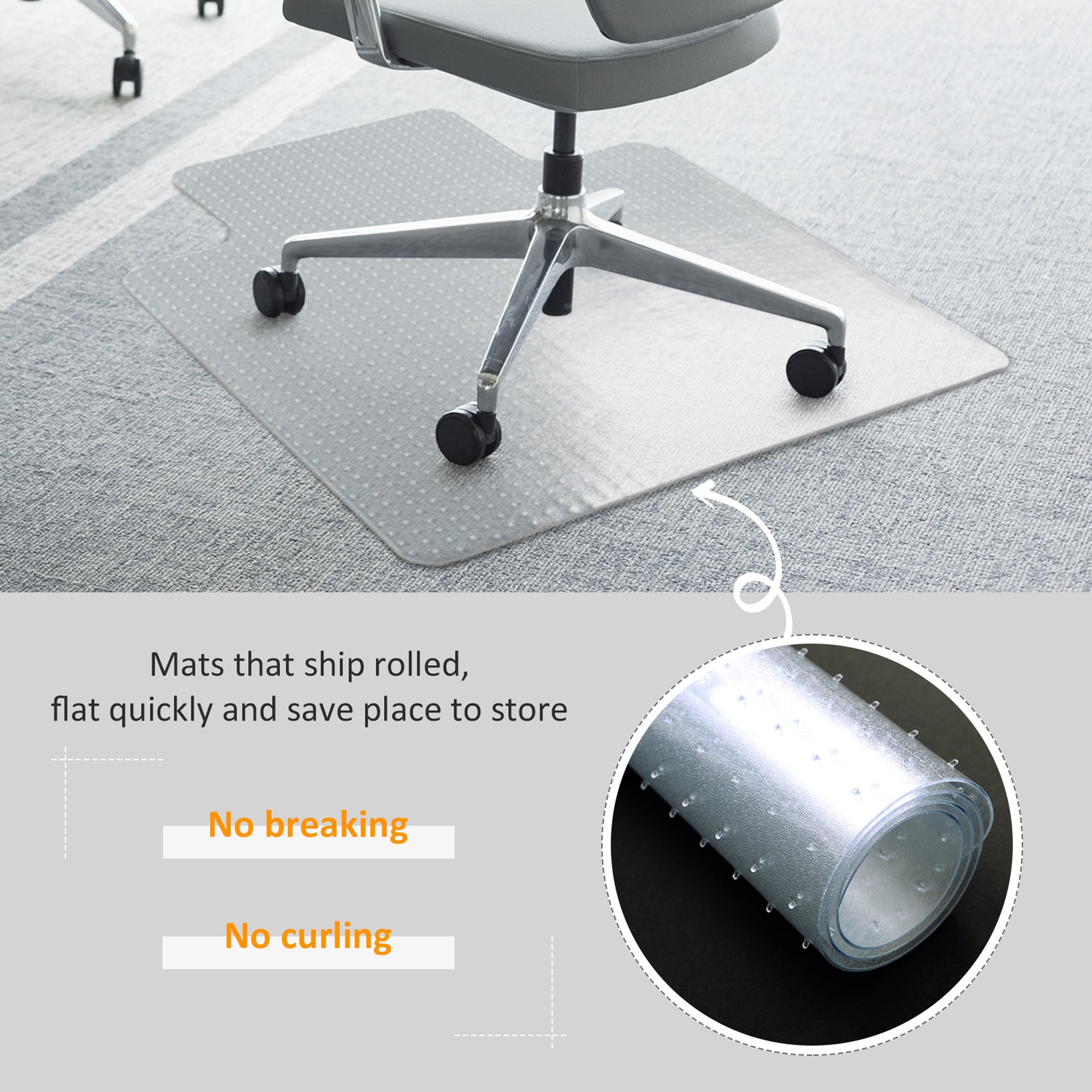 HOMCOM Office Carpet Protector Chair Mat Clear Spike Non Slip Studs Frosted Lipped 