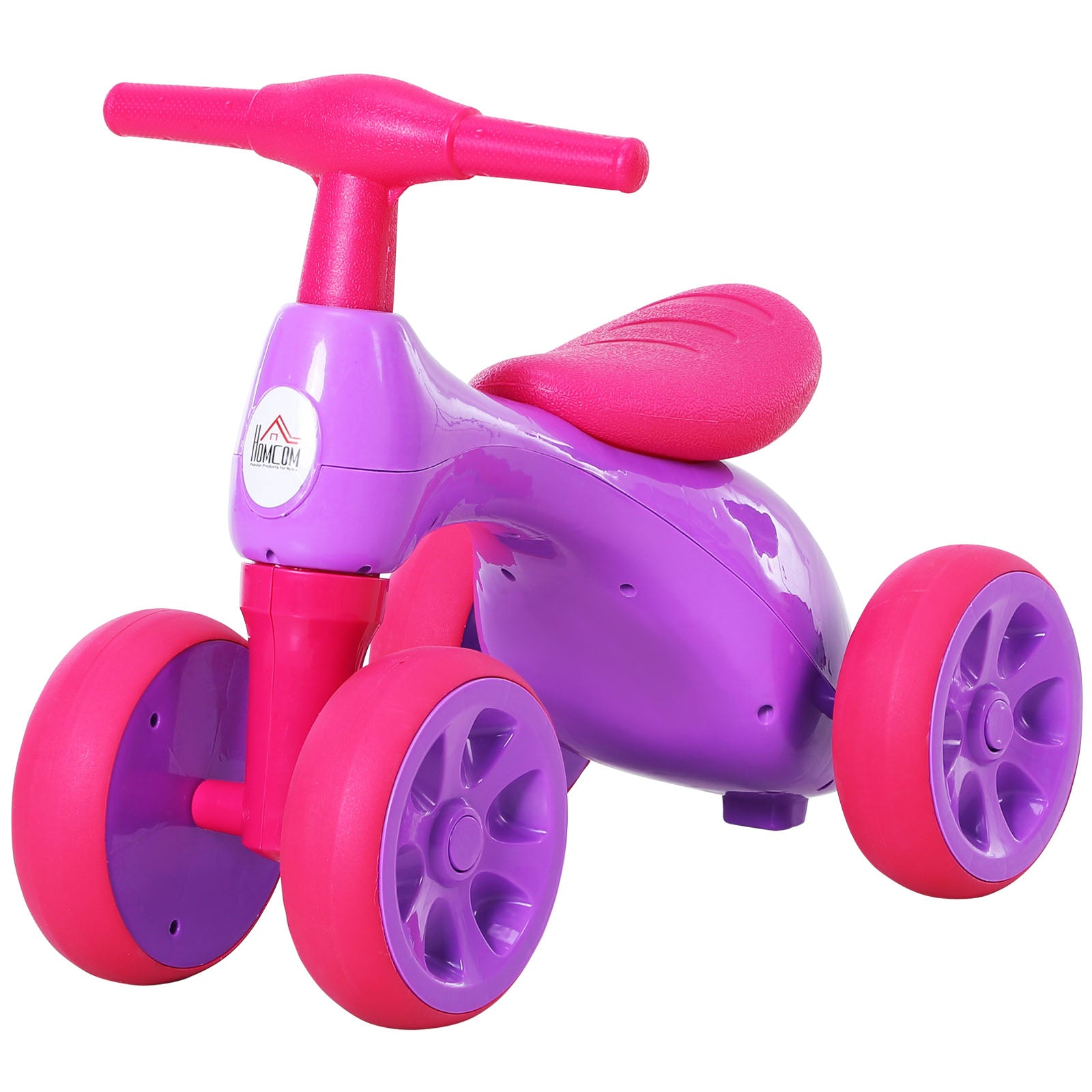 HOMCOM Baby Balance Bike Toddler Training Walker Smooth Rubber Wheels Ride on Toy Storage Bin Gift for Boys Girls Violet Fuchsia 