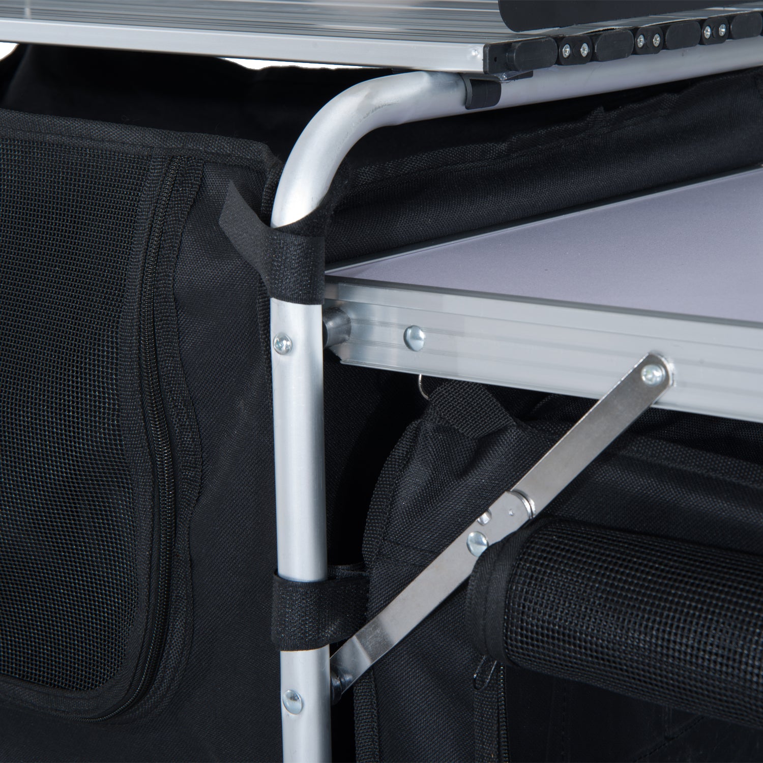 Outsunny Multi-Storage Portable Camping Kitchen, with Heat-Resistant Tabletops and Bag 