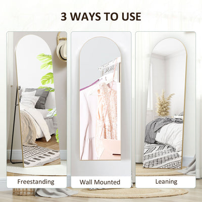 HOMCOM 150cm Arched Full Length Mirror - Gold Tone 