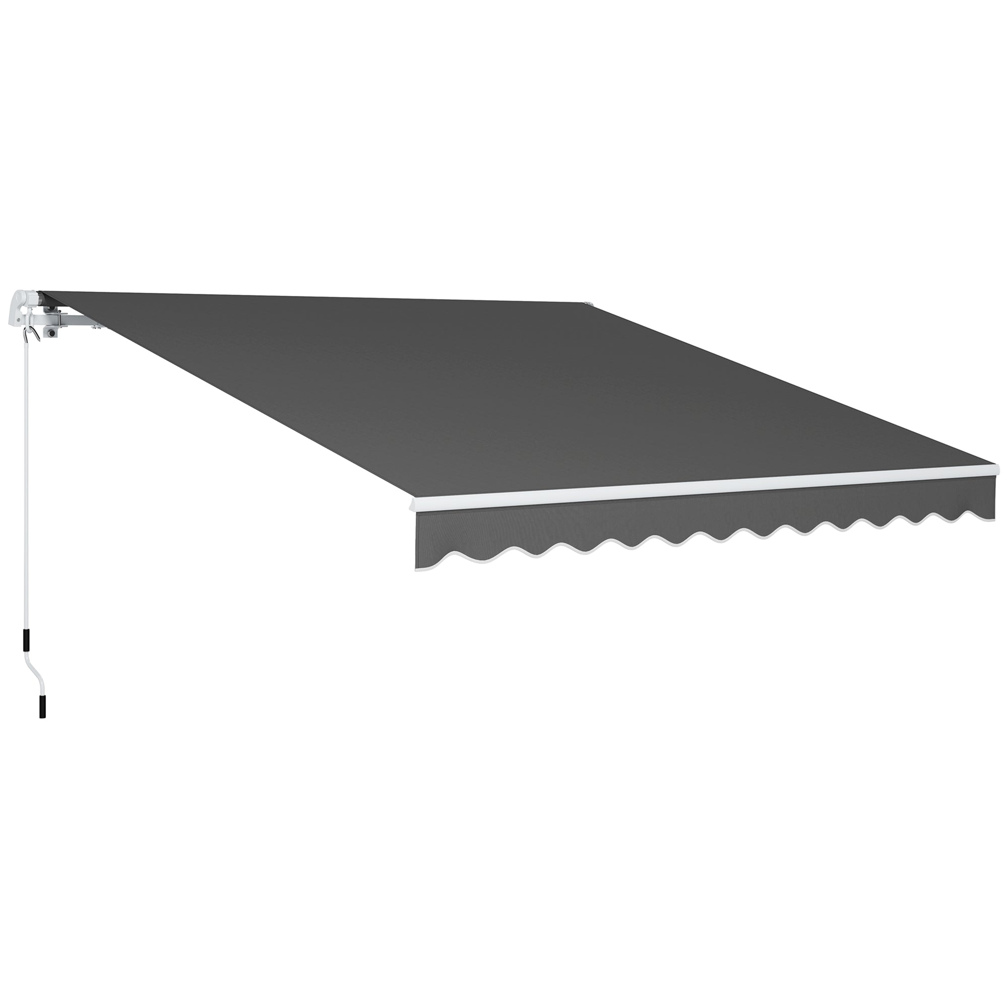 Outsunny 3 x 2.5m Garden Patio Manual Awning, Retractable Canopy Sun Shade Shelter with Fittings and Crank Handle, Dark Grey 