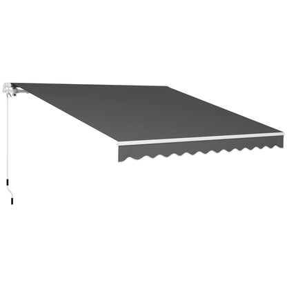 Outsunny 3 x 2.5m Garden Patio Manual Awning, Retractable Canopy Sun Shade Shelter with Fittings and Crank Handle, Dark Grey 