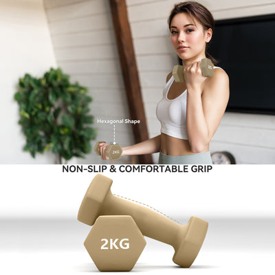 SPORTNOW 9kg Hex Dumbbells Set of 6, Hand Weights with Carry Case for Home Gym Strength Training, 2 x 1kg, 2 x 1.5kg, 2 x 2kg 