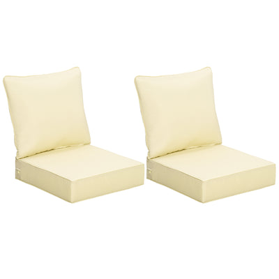 Outsunny 4 Pieces Outdoor Seat and Back Cushion Set Patio Deep Seating Chair Replacement Cushion, Beige 