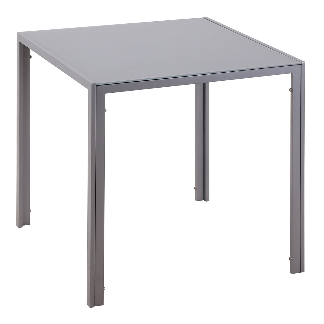 HOMCOM Modern Square Dining Table for 2-4 People, with Glass Top & Metal Legs for Dining Room, Living Room, Grey 