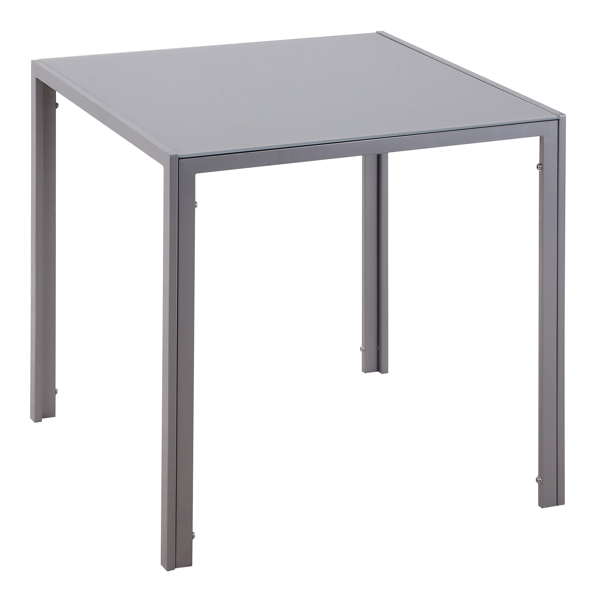 HOMCOM Modern Square Dining Table for 2-4 People, with Glass Top & Metal Legs for Dining Room, Living Room, Grey 
