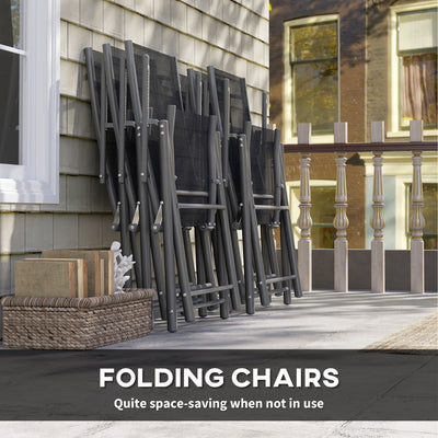 Outsunny 7 Piece Outdoor Dining Set with Extendable Table and 6 Folding Chairs for Patio, Balcony, Deck, Grey 