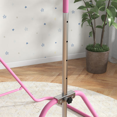 HOMCOM Kids Gymnastic Bar, with Adjustable Height, Foldable Horizontal Bars - Pink 