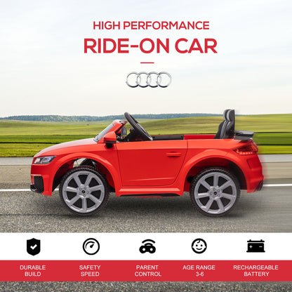 HOMCOM Kids Licensed Audi TT Ride-On Car 12V Battery w/ Remote Suspension Headlights and MP3 Player 3km/h Red 